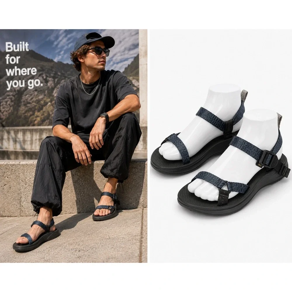 Chaco Z/1 Classic Sport Sandals Mens 6 Night Navy Excellent Hiking Water Shoes